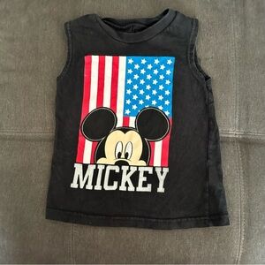 Disney Black Tank Top with Mickey and Red & Blue Flag Graphic